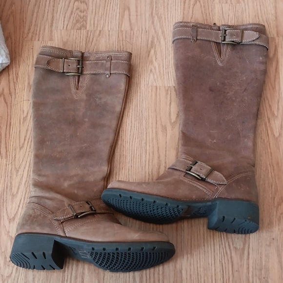 Clarks Shoes - COPY - Clarks Brown Distressed Leather Tall Boots Size 8